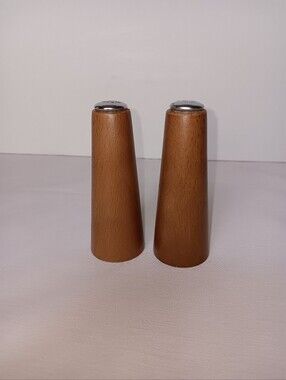 MCM Nasco Wooden 1960s-70s Salt & Pepper Shakers Made In Japan
